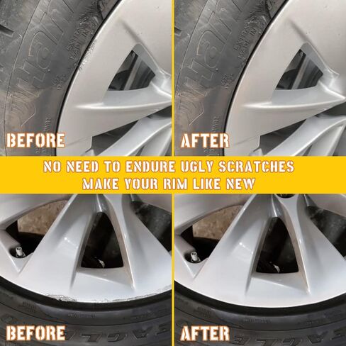 طلاء MCTRHG ذو حافة فضية، لون عالمي لطلاء الحافات، طلاء اثنتين في عجلة واحدة للخدوش والرقائق والطفح الجلدي والأضرار السطحية، سريع وسهل in Kuwait