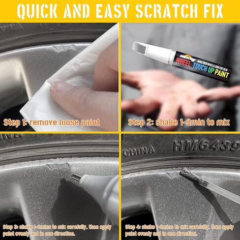 طلاء MCTRHG ذو حافة فضية، لون عالمي لطلاء الحافات، طلاء اثنتين في عجلة واحدة للخدوش والرقائق والطفح الجلدي والأضرار السطحية، سريع وسهل in Kuwait