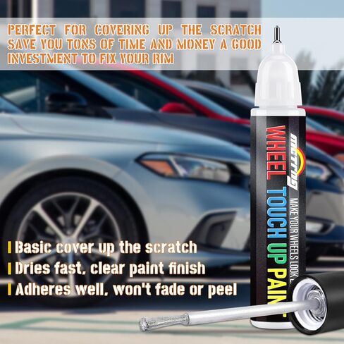 طلاء MCTRHG ذو حافة فضية، لون عالمي لطلاء الحافات، طلاء اثنتين في عجلة واحدة للخدوش والرقائق والطفح الجلدي والأضرار السطحية، سريع وسهل in Kuwait