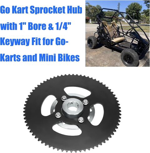 YOXUFA Go Kart Sprocket Hub 1 بوصة تتحمل 1/4 بوصة مجموعة أدوات Keyway مع سلسلة #35 60T ضرس محرك خلفي 4 فتحات لعربة الذهاب أجزاء الدراجة الصغيرة الفضية in Saudi Arabia