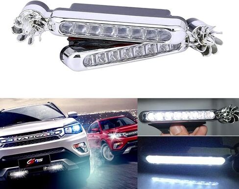 2 Pcs/Set 8 LED Wind Powered Vehicle Daytime Running Light Lamp, Car Lamp No Need External Power Supply, Waterproof Car Wind Energy Daytime Light, Auto LED Daytime Running Lights (White) in Saudi Arabia