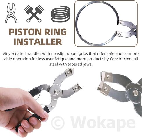 مجموعة أدوات ضاغط حلقة المكبس 4 قطع من Wokape مع مقياس ملمس، ضاغط حلقة مكبس محرك السيارة مع براغي أمان قابلة للتعديل كماشة حلقة المكبس ومقياس ملمس من الفولاذ المقاوم للصدأ in Saudi Arabia