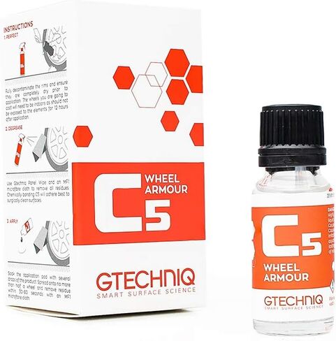 Gtechniq C5 Wheel Armor Wheel Cleaner, Rims Cleaner Protects Alloy Rims, Brake Dust Remover Wheel Cleaner Repels Brake Dirt for up to 12 Months - 0.5 fl oz (15 ml), Sufficient for 4 x 17 Outer Rims in Kuwait