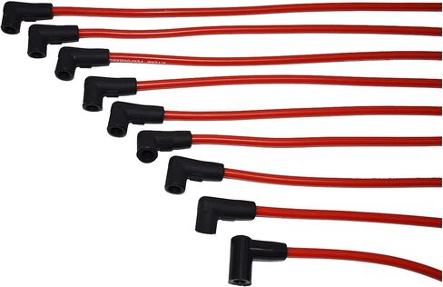 A-Team Performance - Silicone Spark Plug Wires Set Automotive Wire Accessories - Compatible with Chevy Chevrolet GMC V6 V8 4.3L 5.0L 5.7L TBI EFI - 8.0mm Red in Saudi Arabia