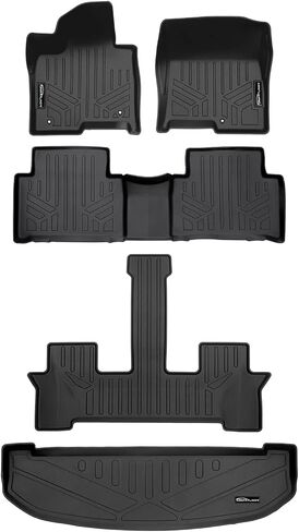 SMARTLINER Custom Fit 3 Row Floor Mats & Cargo Liner Behind 3rd Row Set Compatible with 2021-2023 Kia Sorento Hybrid in Saudi Arabia