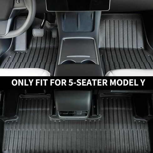 مجموعة كاملة من سجادات أرضية Uxcer 9 قطع من طراز Tesla Model Y، سجادات أرضية TPE مناسبة لجميع الأحوال الجوية لملحقات Tesla Model Y 5 مقاعد 2020-2023، غطاء حماية للمقعد الخلفي مناسب حسب الطلب وبطانة البضائع وسجاد صندوق السيارة in Kuwait