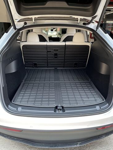 مجموعة كاملة من سجادات أرضية Uxcer 9 قطع من طراز Tesla Model Y، سجادات أرضية TPE مناسبة لجميع الأحوال الجوية لملحقات Tesla Model Y 5 مقاعد 2020-2023، غطاء حماية للمقعد الخلفي مناسب حسب الطلب وبطانة البضائع وسجاد صندوق السيارة in Kuwait