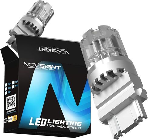 NOVSIGHT 2023 3156 3157 أضواء خلفية، 300% أبيض ساطع للغاية 3047 3057 لمبة أضواء عكسية احتياطية، قيادة أكثر أمانًا 3056 3356 4156 مصابيح LED لأضواء وقوف السيارات، DRL، حزمة من 2 in Kuwait