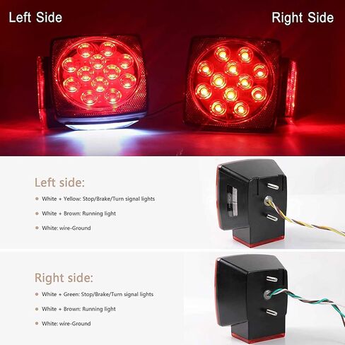 Cyfie LED Trailer Lights Kit, 12V Steel Trailer Tail Lights Boxes Housing with 2 Inch Round RedSide Lights and 6 Inch Oval Red Trailer Light, IP67 Waterproof in Kuwait