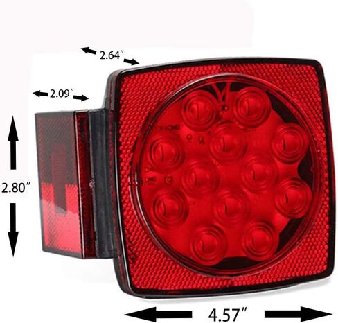 Cyfie LED Trailer Lights Kit, 12V Steel Trailer Tail Lights Boxes Housing with 2 Inch Round RedSide Lights and 6 Inch Oval Red Trailer Light, IP67 Waterproof in Kuwait