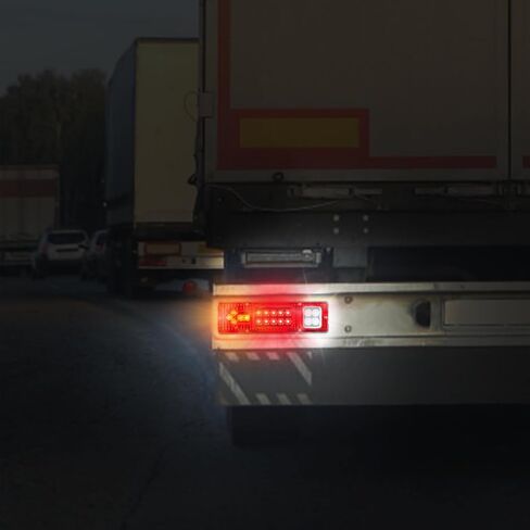 KAX 19 LED Trailer Tail Lights Red White Amber Side Marker Lights Integrated Turn Signal Running Lamp for ATV Truck RV 2PCS (12V) in Kuwait