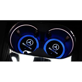 Tnathen 2PCS Cup Holder Led Lights Car Coasters 7 Colors Pad USB Cup Mat for Mercedes Benz Drink Coaster Accessories Car Interior Decoration Atmosphere Lamp Fit for Car Truck SUV Model in Saudi Arabia