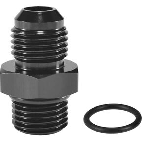6AN ORB to 6AN Male Flare O-ring Boss Fuel Pump Rail Fitting Adapter Aluminum Alloy Connector Black Anodized