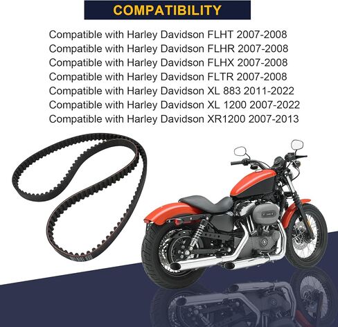 حزام محرك خلفي 137T 1 بوصة متوافق مع Harley Davidson Sportster XL883 2011-2022 XL1200 2007-2022 XR1200 2007-2013 FLHT FLHR FLHX FLTR 2007-2008 استبدال 40024-07 40591-07 1204-0061 in Kuwait