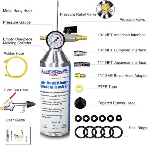 مجموعة أدوات تدفق التيار المتردد من AutoWanderer أداة تدفق الهواء مجموعة أدوات تنظيف الهواء / مكيف الهواء R134a R12 R22 R410a R404a in Kuwait