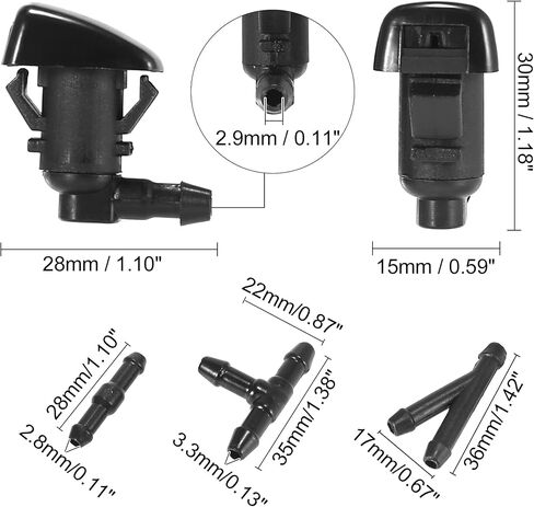 ACROPIX Front Windshield Washer Nozzles Fit for Chevy Traverse with Hose Connector - Pack of 7 Black in Saudi Arabia