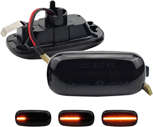 مجموعة مصابيح اشارة الانعطاف الجانبية LED من قطعتين بلون كهرماني متتابعة متوافقة مع اودي A3 S3 8P A6 A4 S4 S6 C5 RS6 C7 4F 8E B6 8H B7 بعدسات دخانية من ALI2 in Kuwait