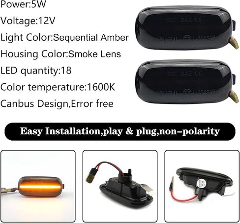 مجموعة مصابيح اشارة الانعطاف الجانبية LED من قطعتين بلون كهرماني متتابعة متوافقة مع اودي A3 S3 8P A6 A4 S4 S6 C5 RS6 C7 4F 8E B6 8H B7 بعدسات دخانية من ALI2 in Kuwait