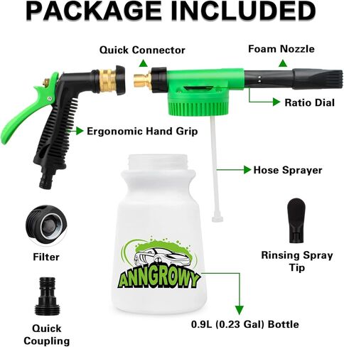 anngrowy غسيل السيارات رغوة بندقية الصابون غسيل السيارات رغوة مدفع لخرطوم الحديقة رغوة البخاخ غسيل السيارات الصابون رغوة بندقية لخرطوم الحديقة رغوة مدفع الناسف خرطوم رغوة مدفع بندقية موصل سريع لأي خرطوم حديقة in Kuwait