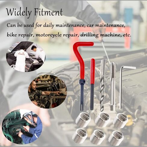 مجموعة أدوات إصلاح الخيوط 15 قطعة من JRangelp M10×1.0 مجموعة أدوات إصلاح الخيط/الصنبور أدوات إصلاح الخيوط التالفة المتوافقة مع مجموعة أدوات يدوية لإصلاح السيارة in Kuwait