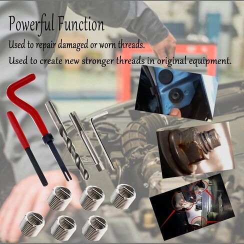 مجموعة أدوات إصلاح الخيوط 15 قطعة من JRangelp M10×1.0 مجموعة أدوات إصلاح الخيط/الصنبور أدوات إصلاح الخيوط التالفة المتوافقة مع مجموعة أدوات يدوية لإصلاح السيارة in Kuwait