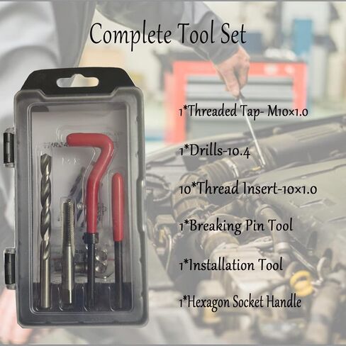 مجموعة أدوات إصلاح الخيوط 15 قطعة من JRangelp M10×1.0 مجموعة أدوات إصلاح الخيط/الصنبور أدوات إصلاح الخيوط التالفة المتوافقة مع مجموعة أدوات يدوية لإصلاح السيارة in Kuwait