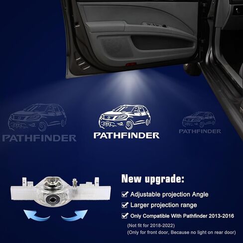 مصابيح باب LED لا تبهت من فيركوي بشعار العلامة التجارية اكسسوارات مصابيح ترحيبية متوافقة مع نيسان باثفايندر 2013-2016 - قطعتين in Kuwait