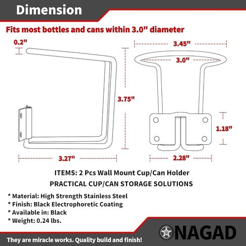 حامل أكواب مكون من قطعتين من حاملات علب الرش من الفولاذ المقاوم للصدأ على الحائط، منظم زجاجات المياه متعدد الاستخدامات وحامل حامل للقوارب واليخوت وجرار العشب وشاحنة تهذيب الحشائش وحافلة المدرسة وورشة عمل المرآب ومقطورة التخييم RV in Kuwait