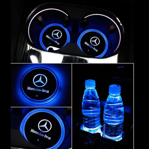 Tnathen 2 قطعة حامل أكواب LED أضواء السيارة الوقايات 7 ألوان وسادة USB كأس حصيرة لمرسيدس بنز شرب كوستر الملحقات سيارة الديكور الداخلي جو مصباح مناسب لسيارة شاحنة SUV نموذج in Saudi Arabia