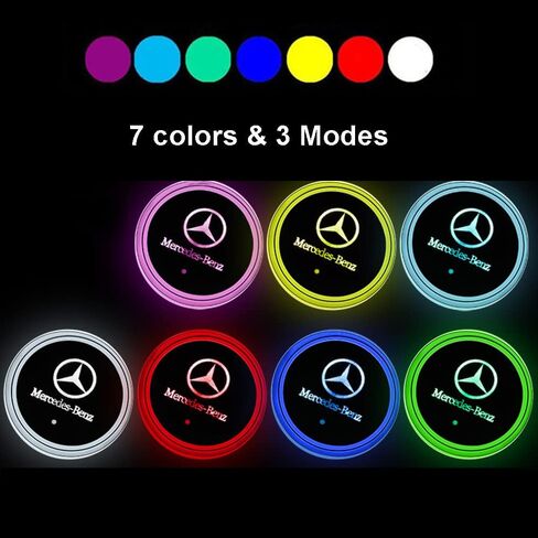 Tnathen 2 قطعة حامل أكواب LED أضواء السيارة الوقايات 7 ألوان وسادة USB كأس حصيرة لمرسيدس بنز شرب كوستر الملحقات سيارة الديكور الداخلي جو مصباح مناسب لسيارة شاحنة SUV نموذج in Saudi Arabia