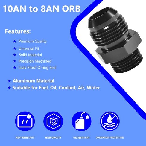 STPCTOU 10AN ذكر مضيئة إلى 6AN ORB O-حلقة Boss مضخة الوقود السكك الحديدية المناسب محول سبائك الألومنيوم موصل أسود بأكسيد in Kuwait