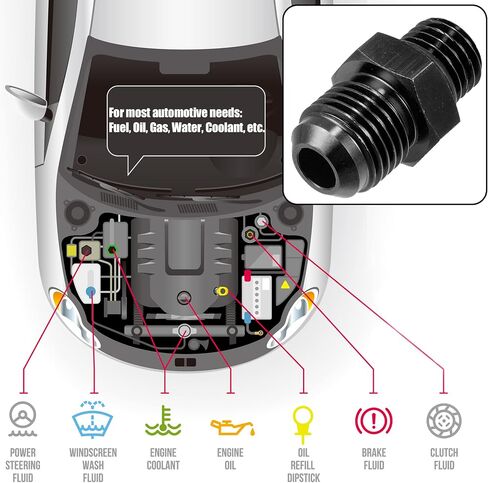 X AUTOHAUX أسود 6AN ذكر إلى M18 x 1.5 مم ذكر متري خيط تركيب محول مضيئة الاتحاد المقرنة خط زيت الوقود خرطوم نهاية سبائك الألومنيوم المناسب محول للسيارة in Saudi Arabia