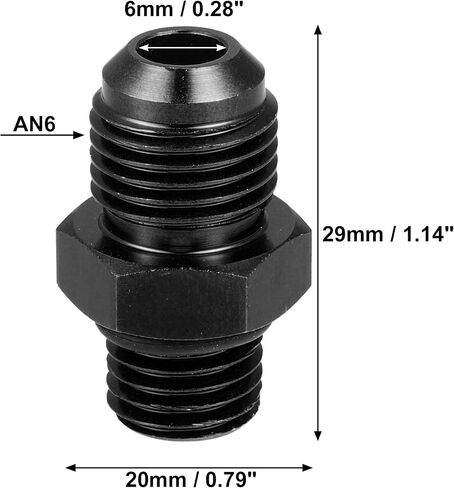 X AUTOHAUX أسود 6AN ذكر إلى M18 x 1.5 مم ذكر متري خيط تركيب محول مضيئة الاتحاد المقرنة خط زيت الوقود خرطوم نهاية سبائك الألومنيوم المناسب محول للسيارة in Saudi Arabia