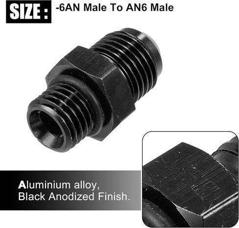 X AUTOHAUX أسود 6AN ذكر إلى M18 x 1.5 مم ذكر متري خيط تركيب محول مضيئة الاتحاد المقرنة خط زيت الوقود خرطوم نهاية سبائك الألومنيوم المناسب محول للسيارة in Saudi Arabia