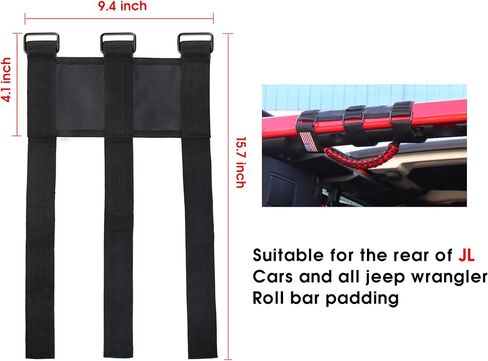sukemichi 4X Roll Bar Paracord Grab Handles مقابض قبضة لسيارة Jeep Wrangler JK TJ JL CJ YJ 1987-2023 JT UTV ATV - مشبك معدني مطور، أحمر in Kuwait
