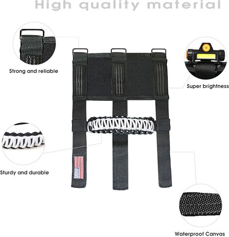 sukemichi 4X Roll Bar Paracord Grab Handles مقابض قبضة لسيارة Jeep Wrangler JK TJ JL CJ YJ 1987-2023 JT UTV ATV - مشبك معدني مطور، أحمر in Kuwait