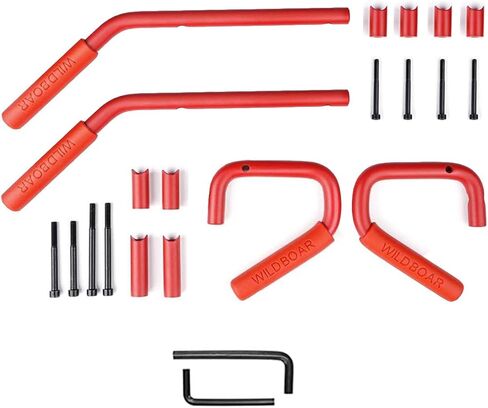 مجموعة مقابض امساك امامية وخلفية من الالومنيوم من جيه في 7 توسن، متوافقة مع جيب رانجلر جيه كيه جيه كيه يو 2007-2018 سبورتس صحارى فريدوم روبيكون اكس انليميتد 4 ابواب، احمر in Kuwait
