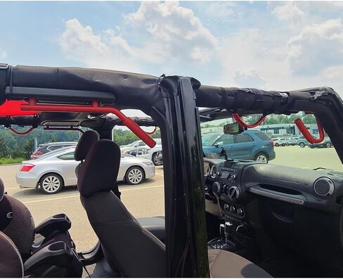 مجموعة مقابض امساك امامية وخلفية من الالومنيوم من جيه في 7 توسن، متوافقة مع جيب رانجلر جيه كيه جيه كيه يو 2007-2018 سبورتس صحارى فريدوم روبيكون اكس انليميتد 4 ابواب، احمر in Kuwait