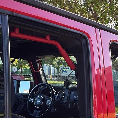 مجموعة مقابض امساك امامية وخلفية من الالومنيوم من جيه في 7 توسن، متوافقة مع جيب رانجلر جيه كيه جيه كيه يو 2007-2018 سبورتس صحارى فريدوم روبيكون اكس انليميتد 4 ابواب، احمر in Kuwait