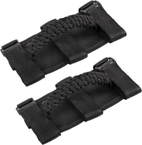 Savadicar 2 x Roll Bar Grab Handles, Circular Weave Grip Handle Compatible with 1955-2023 Jeep Wrangler CJ YJ TJ JK JKU JL JLU & Gladiator JT, Interior Accessories, Armygreen, 2PCs in Kuwait