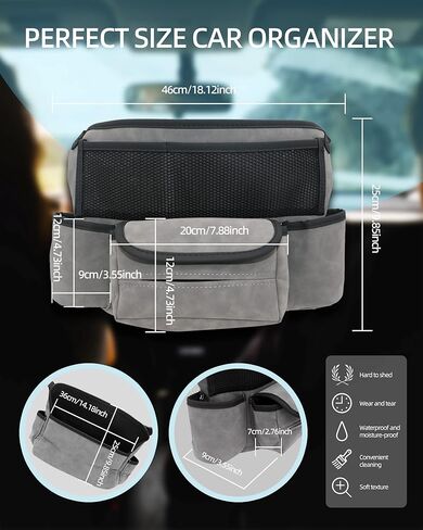 Car Handbag Holder For Front Seat, Large Capacity Net Pocket Durable Leather Seat Back Automotive Consoles & Organizers for Purse or Bag Between Seats, Pack of 1(Grey) in Kuwait
