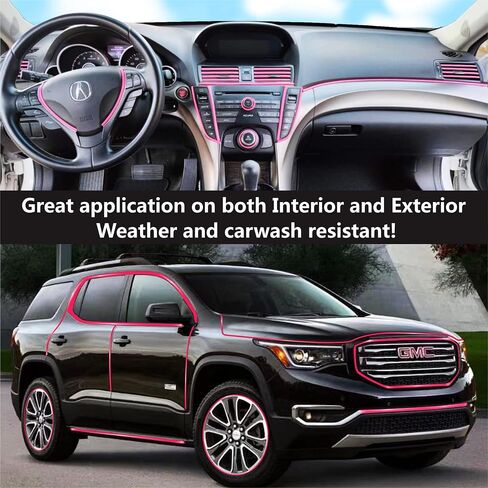 Hot Pink Car Exterior and Interior Molding Trim Universal Dashboard Bumper Window Door Body Side Decorative DIY Flexible Strip (Width: 1/2inch (12mm), 8FT) in Saudi Arabia