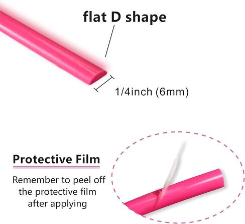 Hot Pink Car Exterior and Interior Molding Trim Universal Dashboard Bumper Window Door Body Side Decorative DIY Flexible Strip (Width: 1/2inch (12mm), 8FT) in Saudi Arabia