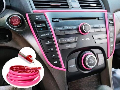Hot Pink Car Exterior and Interior Molding Trim Universal Dashboard Bumper Window Door Body Side Decorative DIY Flexible Strip (Width: 1/2inch (12mm), 8FT) in Saudi Arabia