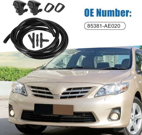 A ABSOPRO Windshield Washer Nozzle Kit 85381-AE020 150cm Washer Hose and Adapter Wiper Wash Spray Jet for Toyota Corolla 2004-2010 Plastic (Set of 6) in Saudi Arabia