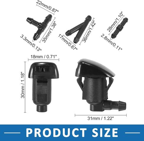 A ABSOPRO Windshield Washer Nozzle Kit 85381-AE020 150cm Washer Hose and Adapter Wiper Wash Spray Jet for Toyota Corolla 2004-2010 Plastic (Set of 6) in Saudi Arabia