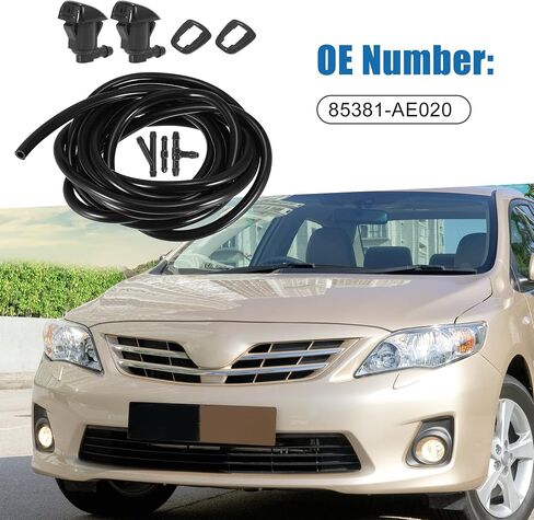 A ABSOPRO Windshield Washer Nozzle Kit 85381-AE020 250cm Washer Hose and Adapter Wiper Wash Spray Jet for Toyota Corolla 2004-2010 Plastic (Set of 6) in Saudi Arabia