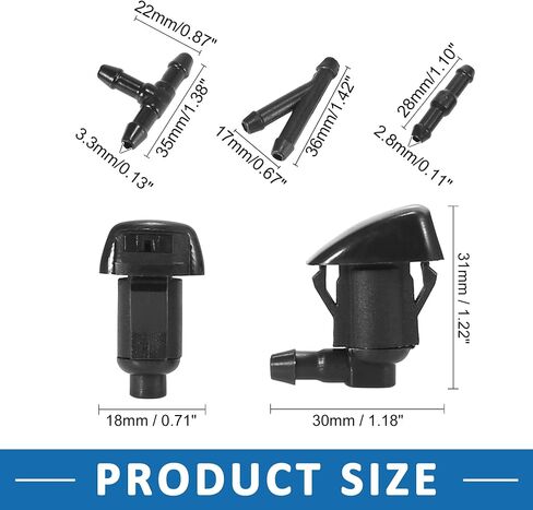 A ABSOPRO Windshield Washer Nozzle Kit 85381-AE020 250cm Washer Hose and Adapter Wiper Wash Spray Jet for Toyota Corolla 2004-2010 Plastic (Set of 6) in Saudi Arabia