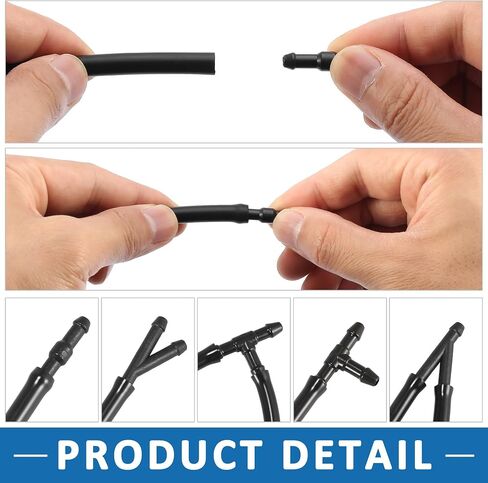 A ABSOPRO Windshield Washer Nozzle Kit 85381-AE020 250cm Washer Hose and Adapter Wiper Wash Spray Jet for Toyota Corolla 2004-2010 Plastic (Set of 6) in Saudi Arabia