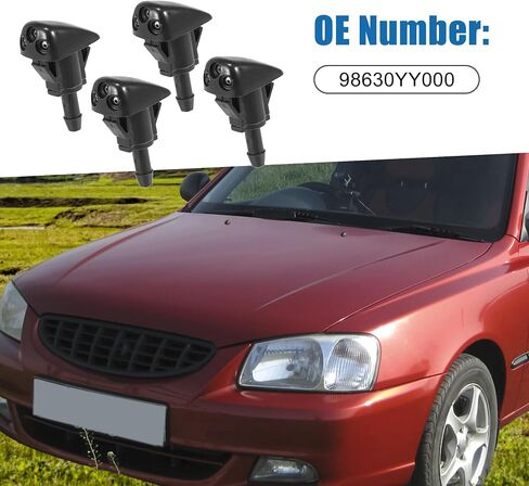 مجموعة فوهة غسالة الزجاج الأمامي ABSOPRO 98630YY000 ممسحة غسيل رذاذ طائرة لشركة Hyundai Elantra 1999-2003 بلاستيك (مجموعة من 4) in Saudi Arabia